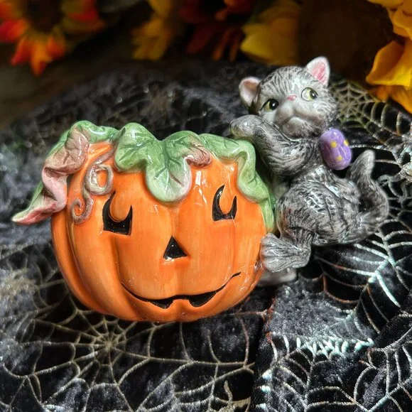 Fitz and Floyd “Halloween Kitty” Series Filled Candlecup (2063/140) NIB - Picture 4 of 10